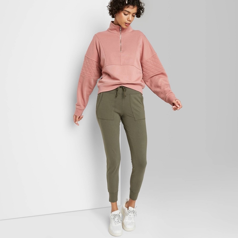 Women's High-Waisted Pocket Leggings - Wild Fable™- Olive Green- Multi Sizes